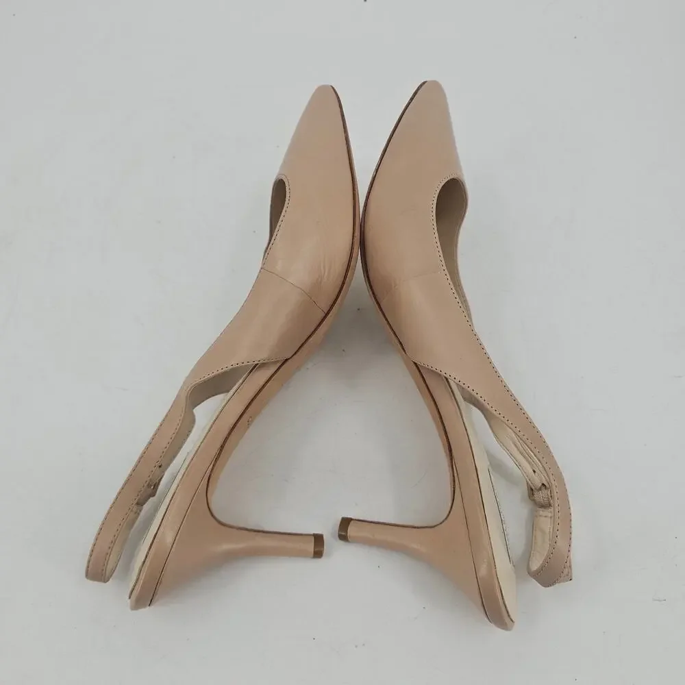 Cole Haan Nude Leather Slingback Heels Size 10 B Old Money Minimalist Corpcore
